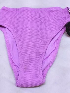Lilac Textured High-Cut Bikini Bottom